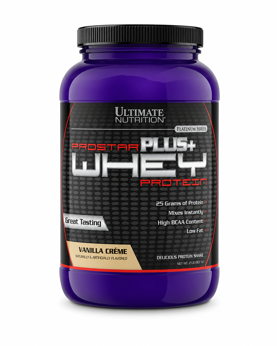 Ultimate Nutrition Prostar Plus+ Whey Protein, Vanilla Crème flavor, 2 lb bottle