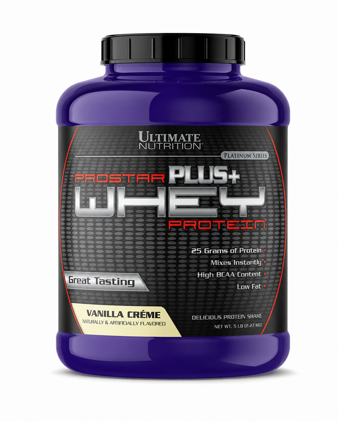 Ultimate Nutrition Prostar Plus+ Whey Protein, Vanilla Crème flavor, 5 lb bottle